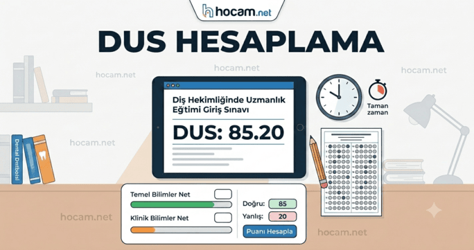 DUS Puan Hesaplama 2026 | Diş Hekimliği Uzmanlık Sınavı Puanını Hesapla